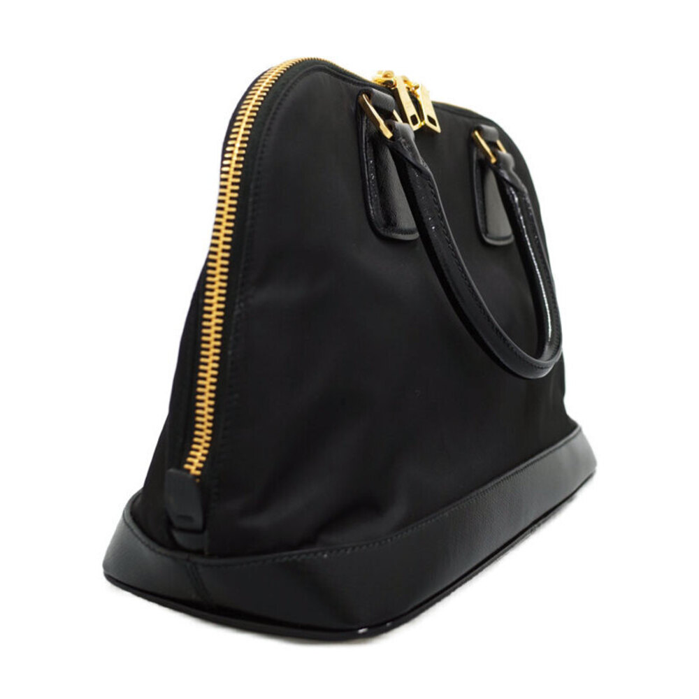 Prada Black Leather Patent Nylon Satchel Saffiano Promenade